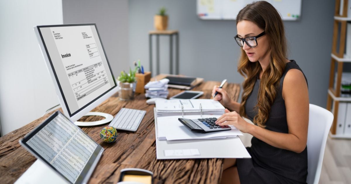 female accountant working at desk